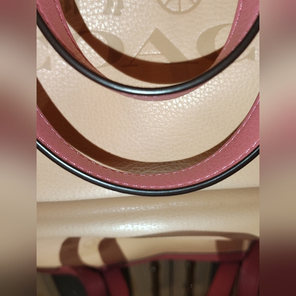 Coach Horse & Carriage Tote - LIKE NEW Tan and Salmon Pink (MSRP $398) - Picture 10 of 16